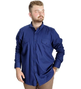 Mode XL Erkek Gömlek UKol Gabardin Çift Cep 20360 İndigo
