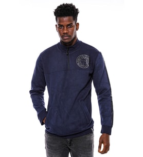Lacivert Fermuarlı Baskılı Sweatshirt - Wessi