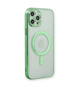 Apple İphone 12 Pro Kılıf Magneticsafe Lazer Silikon - Haki Yeşil