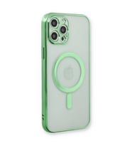 Apple İphone 12 Pro Kılıf Magneticsafe Lazer Silikon - Haki Yeşil