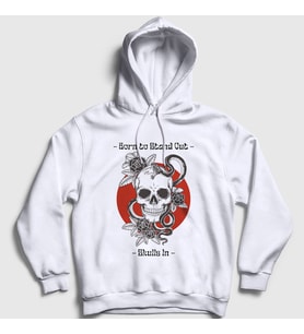 Presmono Unisex Beyaz Born To Stand Out Skulls In Kapüşonlu Sweatshirt 507213tt