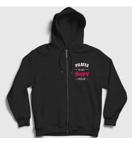 Presmono Unisex Siyah My Happy Hour Hediye Pilates Fermuarlı Kapüşonlu Sweatshirt 512717tt