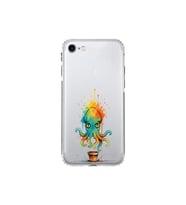 iPhone SE 2022 ile uyumlu Splash ahtapot tasarımlı şeffaf silikon kılıf