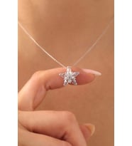 925 Ayar Gümüş Menekşe Çiçeği Kolye- 925 Ayar Gümüş Kolye