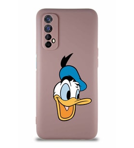 Realme 7 Soft Premier Kapak Donald Duck-A Tasarımlı Silikon Kılıf - Pudra (Şeffaf)