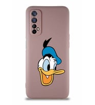 Realme 7 Soft Premier Kapak Donald Duck-A Tasarımlı Silikon Kılıf - Pudra (Şeffaf)