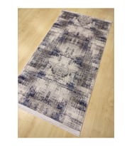 MAKROSER STİL 1640-3 GRİ MAVİ KADİFE KAYMAZ INCE HALI 80X150 CM
