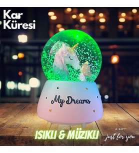 Unicorn Kar Küresi Işıklı Müzikli