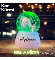 Unicorn Kar Küresi Işıklı Müzikli