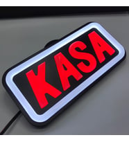 Leon Işık 'KASA' Işıklı Özel Tabela-Led ile Neon Görünümlü Tabela-BEYAZ Çizgi (25X12CM)