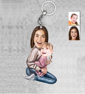 Kişiye Özel Anne Kız Ahşap Anahtarlık-5