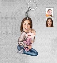 Kişiye Özel Anne Kız Ahşap Anahtarlık-5