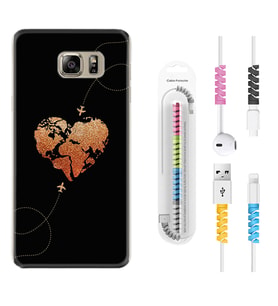 Samsung S7 Edge S20 Fe Plus Ultra S21 S22 Kılıf Kablo Koruma Spiral Silikon Plane Heart 1721