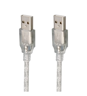 Usb erkek erkek şeffaf kablo 5 metre (Gümüş)