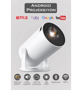 Yüksek Çözünürlüklü 4K Taşınabilir Sinema Projektörü, Android Akıllı Ev Eğlencesi