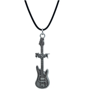 Slipknot Elektro Gitar Deri ip Kolye - Gümüş Kaplama - Kadın Erkek Kolye - No:1049