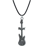 Slipknot Elektro Gitar Deri ip Kolye - Gümüş Kaplama - Kadın Erkek Kolye - No:1049