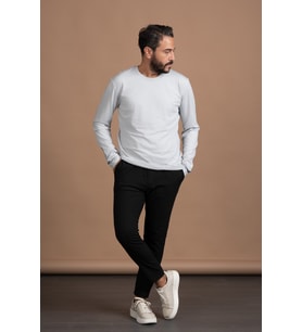 Regular Fit Bisiklet Yaka Rayon Kumaş Full Likralı Uzun Kol Sweatshirt