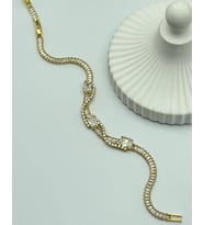 Çelik Gold Baget Taşlı Su Yolu Bileklik - 25-blk110