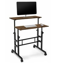 Yükseklik Ayarlı Bilgisayar/Laptop ve Çalışma Masası - Ceviz 80x60 (Tekerli)