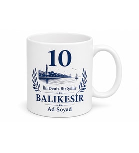 Balıkesir Plakalı İki Deniz Bir Şehir Temalı Memleket Kupası Hediye Bardak