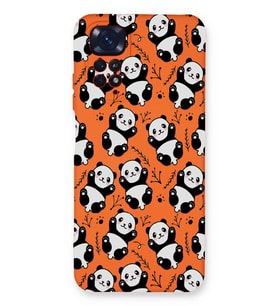 Xiaomi Redmi Note 11 Pro Uyumlu Lansman Kılıf Panda Tasarımlı İçi Kadife Kapak-Turuncu (Şeffaf)