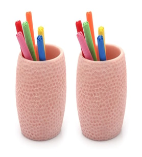 2 ADET KALEMLİK PEMBE PETEK OFİS GERECİ 8X8X10CM 400ML