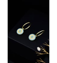 925 Ayar Gümüş Gold Kaplama Küçük Boy Firuze Nazar Halka Kadın Küpe Uvpts300020