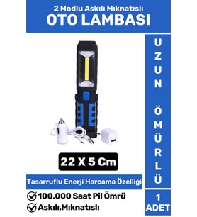 Premium 2 Modlu Mıknatıslı Askılı SMD Güçlü Led+1 Parlak Led Ampul Şarjlı OTO LAMBASI
