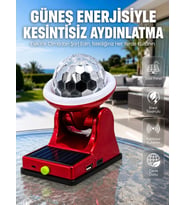 Şarjlı RGB Projektör Lamba Güneş Enerjili Çok Fonksiyonlu Disco Işık Lambası
