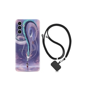 Samsung Galaxy A13 Kılıf Silikon Desen Boyun Askılı Kız Ve Ejderha 1742