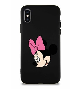 Apple iPhone X Soft Premier Kapak Minnie Mouse-B Tasarımlı Silikon Kılıf - Siyah (Şeffaf)