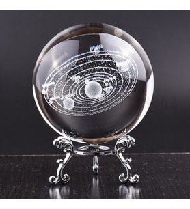 Dekoratif Metal Ayaklı Gezegenler  3D Cam Küre