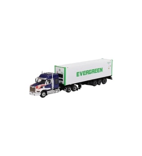 Mini Gt 597 1/64 Western Star 49X Blue W/ 40' Reefer Container "evergreen" model Araba