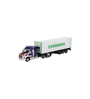 Mini Gt 597 1/64 Western Star 49X Blue W/ 40' Reefer Container "evergreen" model Araba