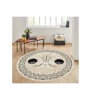 Eliana Home Baskılı, Yıkanabilir Kaymaz Taban Yuvarlak Halı LNA7294-SD1068 120x120 cm (Bej)