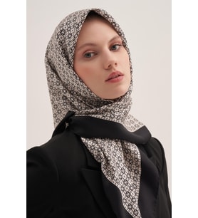 Fırça Desenli İpek Krep Saten Eşarp - İlkbahar - Yaz- 8963701-311-Sura