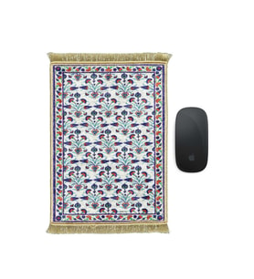 Bursa İpek Beyaz Dekoratif Küçük Halı Mousepad