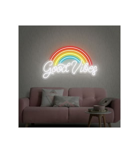 Good Vibes Yazılı ve Şekilli Neon Tabela