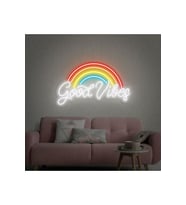 Good Vibes Yazılı ve Şekilli Neon Tabela
