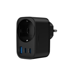G854 Premium 30W GaN Hızlı Şarj Başlığı ve AC Priz Çoğaltıcı - SİYAH