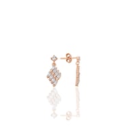 Gümüş rose baget kesim zirkon taşlı sallantılı küpe SGTL12781ROSE