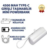 4500 mAh Mini Powerbank Type-C Girişli Taşınabilir Hızlı Şarj Taşınabilir Şarj Cihazı