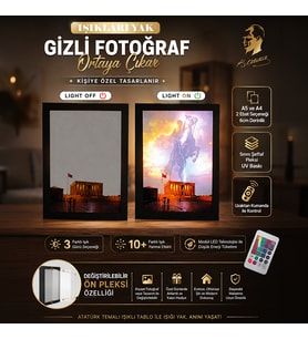 Kişiye Özel Etkili Sihirli Işıklı Atatürk Tablosu - Yeni İş/Ofis ve Özel Gün Hediyesi