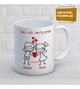 Kişiye Özel İsim Yazılabilir Sevgi Temalı Kupa Bardak