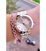 Ferrucci Zirkon Taşlı Çelik Kordon Rose Gold Şık Kadın Kol Saat+Bileklik Hediyeli (Pembe)