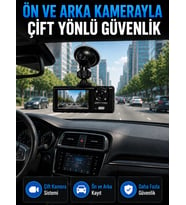 WiFi Çift Kameralı Araç İçi Kayıt Kamerası 1080P Full HD 170° Geniş Açılı Araç Kamerası