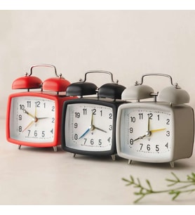 Çift Zilli Metal Masa Alarm Saati (Işıklı, Pilli)