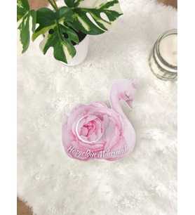 Pamuğum Atelier Kuğu Tasarım Kartlı 5 ml Krem Dolgulu Doğum ve Doğum Günü Hediyelik (15-25-50-100-200 Adet)