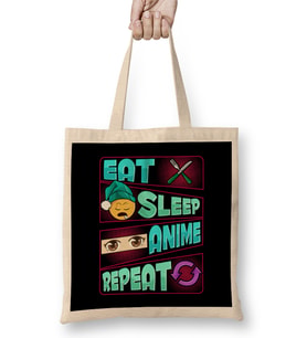 Cute & Funny Eat Sleep Anime Repeat Anime Lover Bez Çanta Uzun Saplı